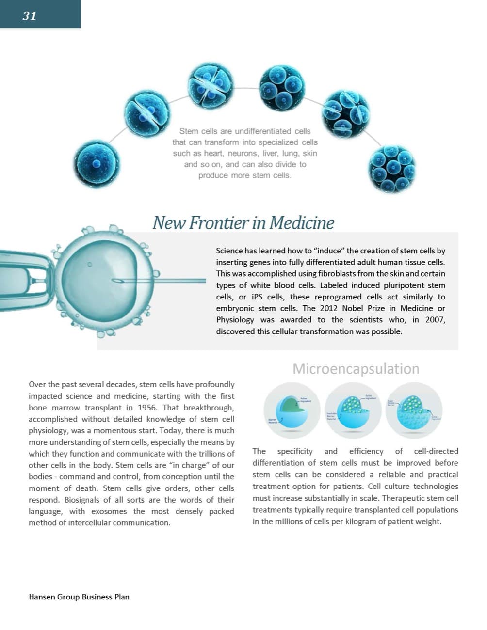 Stem Cell business plan sample page 1