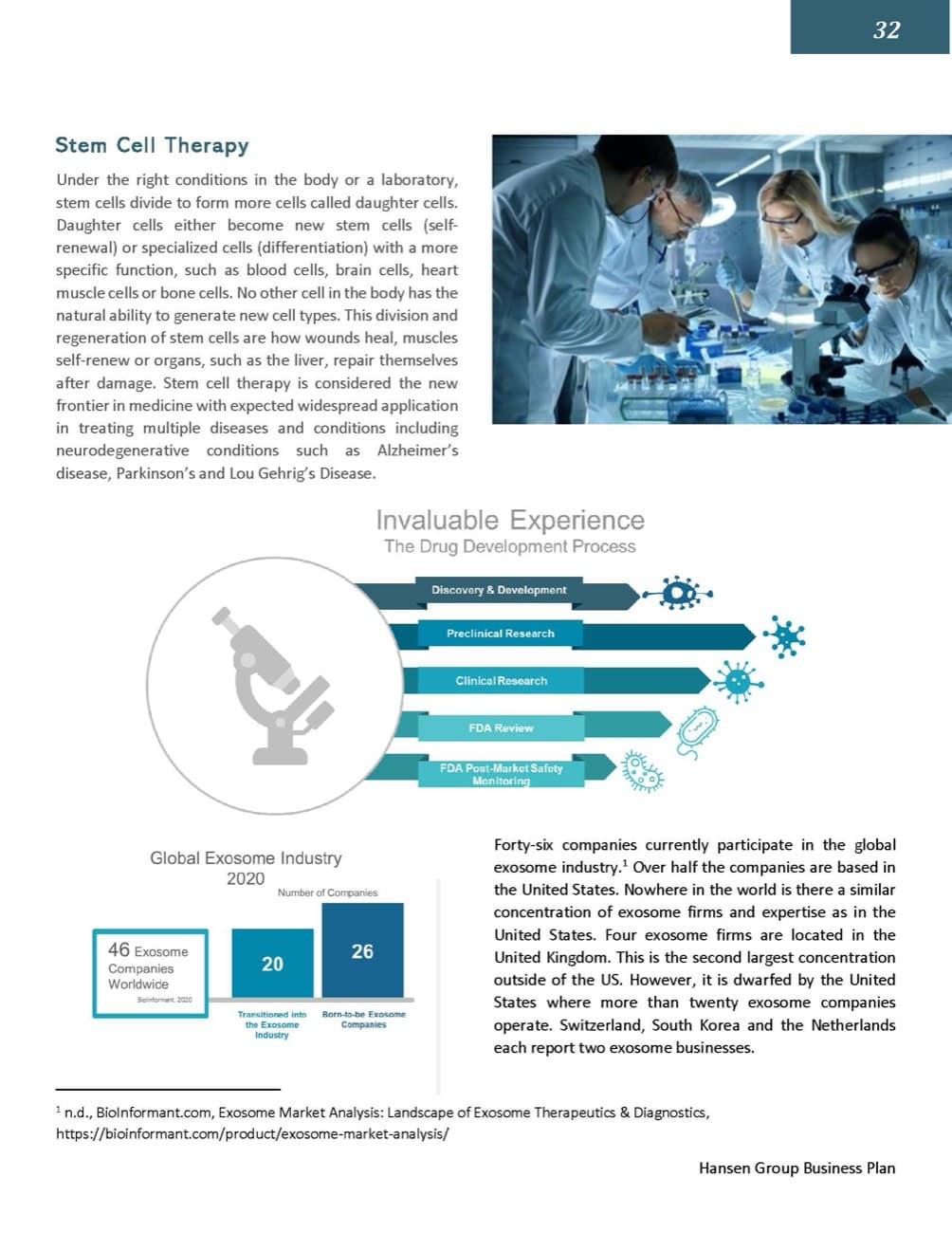 Stem Cell business plan sample page 2
