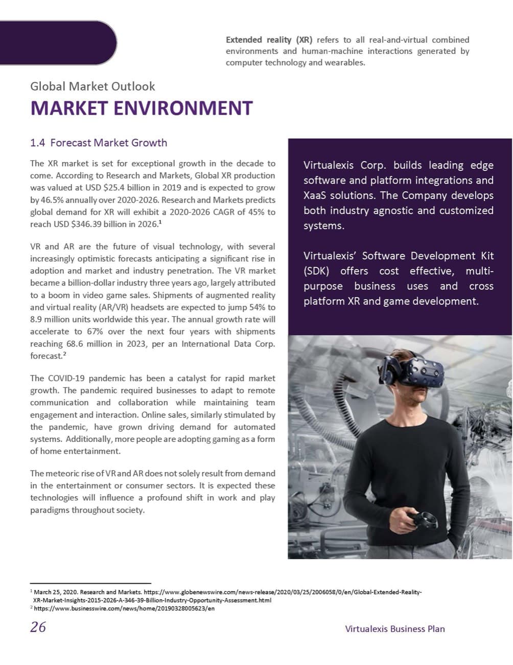 Metaverse & VR business plan sample page 1